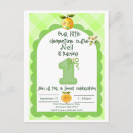 Cartão Postal Aniversário de um ano do menino clementina fofo