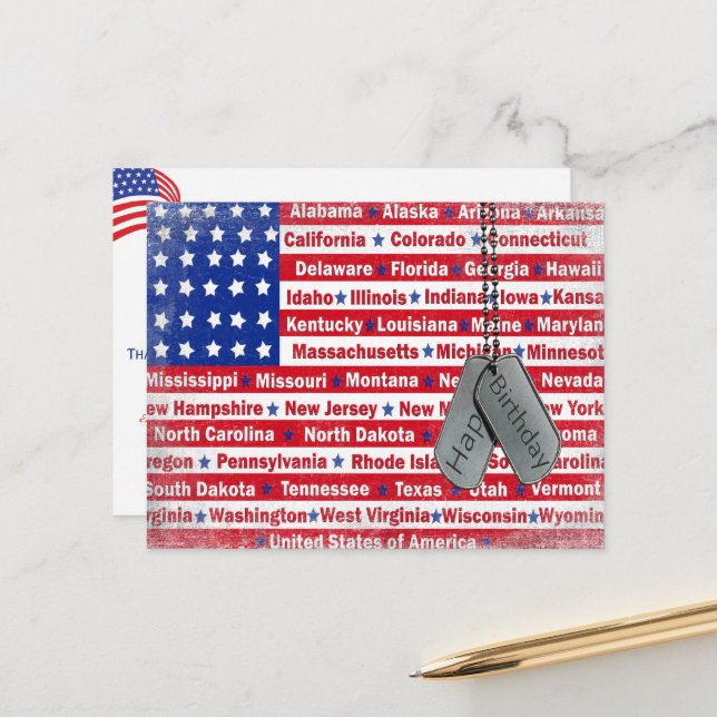 Cartão Postal Aniversário de um Soldado Militar (Frente/Verso In Situ)