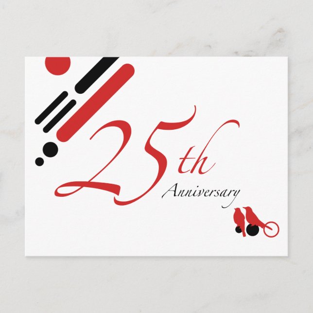 Cartão Postal Aniversário do 25 (aves mod) (Frente)