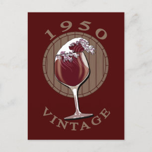 Cartão Postal Aniversário do Amante de Vinho - Safra de 1950