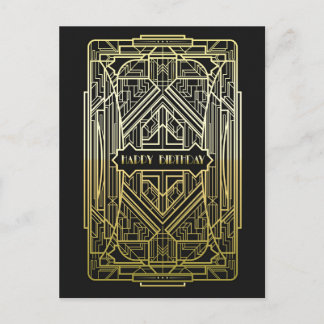 Cartão Postal Aniversário do art deco