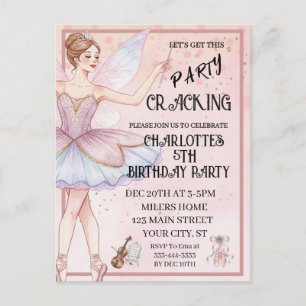 Cartão Postal Aniversário do Ballet de Natal do Quebra-Nozes Ros