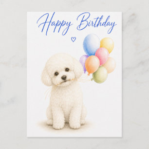 Cartão Postal Aniversário do Bichon Frise