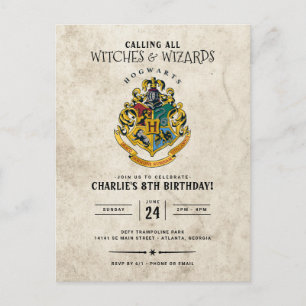 Cartão Postal Aniversário do Brasão de Hogwarts Harry Potter 