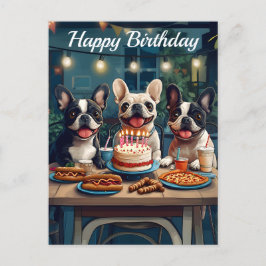 Cartão Postal Aniversário do Buldogue Francês