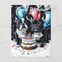 Cartão Postal Aniversário do Bulldog Francês