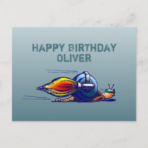 Cartão Postal Aniversário do Caracol Foguete