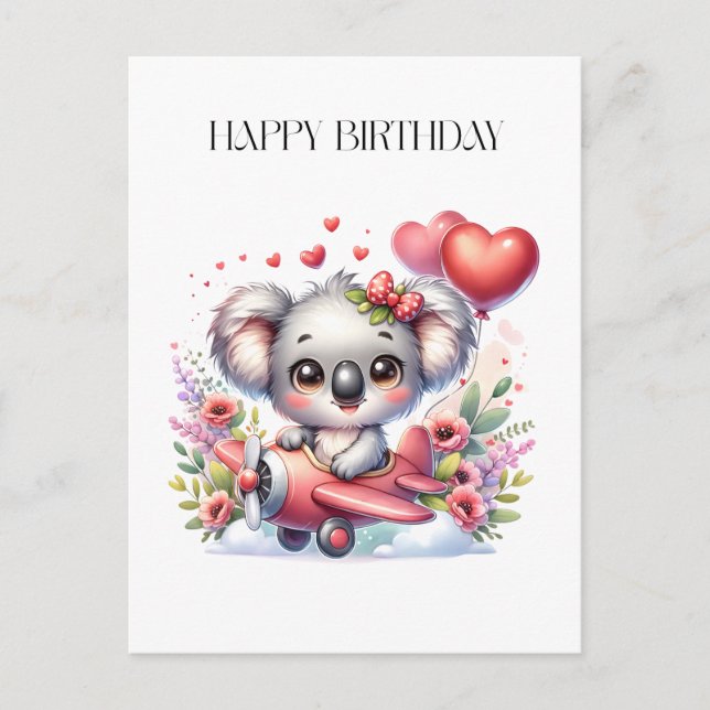 Cartão Postal Aniversário do Coala Voador (Frente)