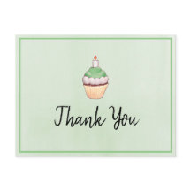 Aniversário do Cupcake Verde Obrigado
