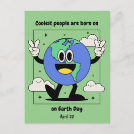 Cartão Postal Aniversário do Dia da Terra Nascido em 22 de Abril