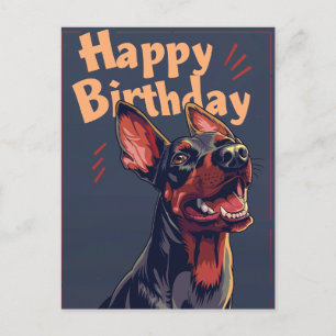 Cartão Postal Aniversário do Doberman