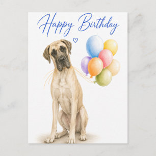 Cartão Postal Aniversário do Dogue Alemão