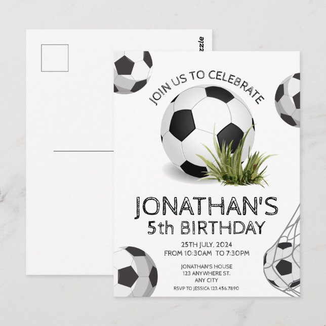Cartão Postal Aniversário do Futebol Verde Preto  (Frente/Verso)