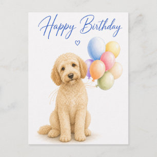 Cartão Postal Aniversário do Labradoodle