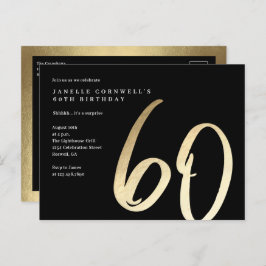 Cartão Postal Aniversário do moderno Minimalista Dourado Tipo 60