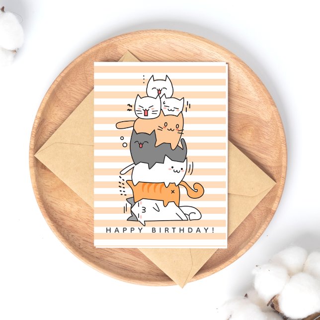 Cartão Postal Aniversário do Monte Fofo de Gatos (Criador carregado)