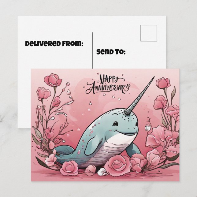 Cartão Postal aniversário do Narval Bebê (Frente/Verso)