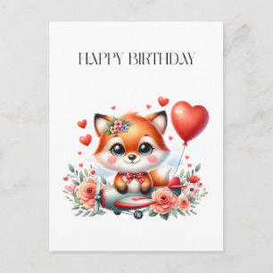 Cartão Postal Aniversário do Piloto de Raposa Fofa