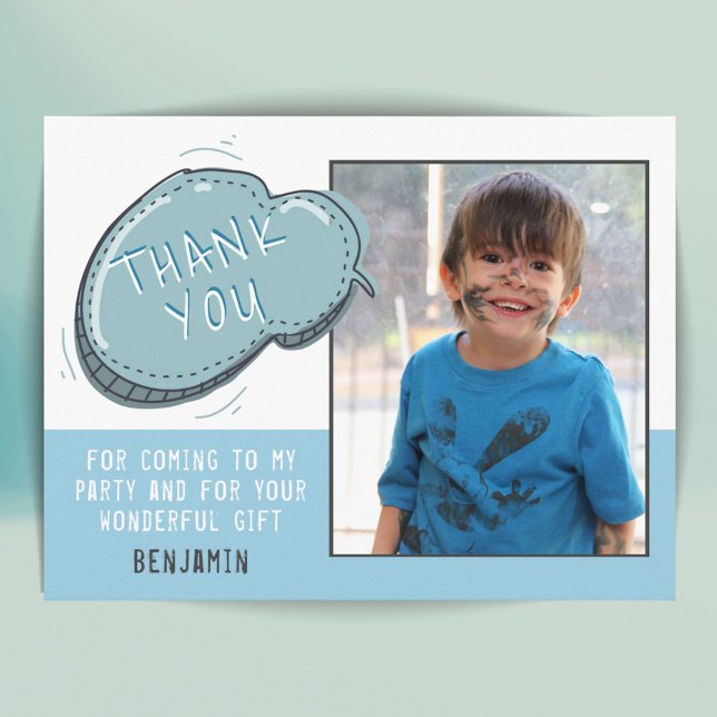 Cartão Postal Aniversário do Quadro Azul Bonito Obrigado Foto (Criador carregado)