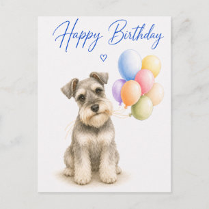 Cartão Postal Aniversário do Schnauzer Miniatura