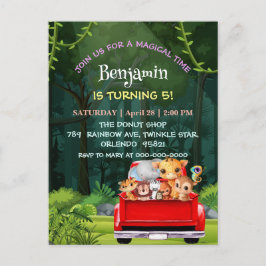 Cartão Postal Aniversário do trator da fazenda da selva do Zoo