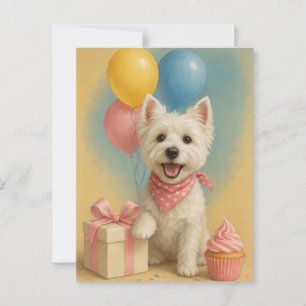 Cartão Postal Aniversário do Westie