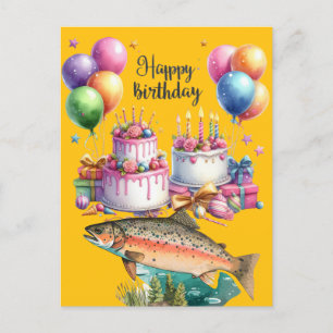 Cartão Postal aniversário dos amantes da pesca 