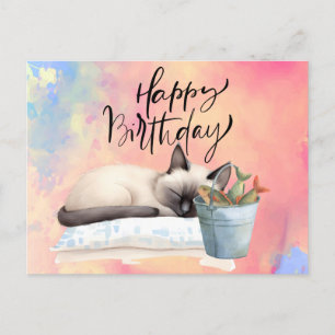 Cartão Postal Aniversário dos amantes da pesca de gato com peixe