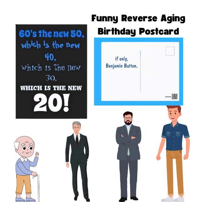 Cartão Postal aniversário engraçado do benjamin button com envel (Criador carregado)