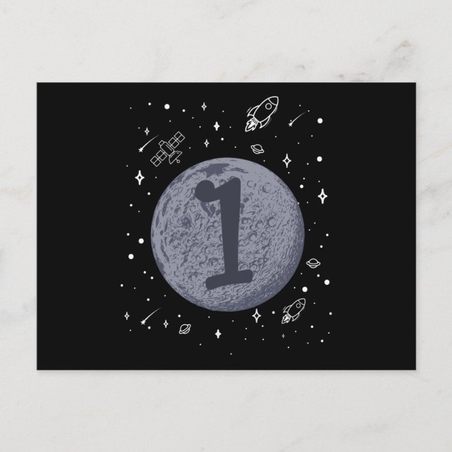 Cartão Postal ANIVERSÁRIO ESPACIAL 1 1º Aniversário Criança 1 An (Frente)
