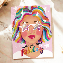 Cartão Postal Aniversário feliz cotoso Rainbow ilustrado