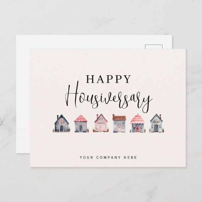 Cartão Postal Aniversário Feliz da Casa Imobiliária (Frente/Verso)