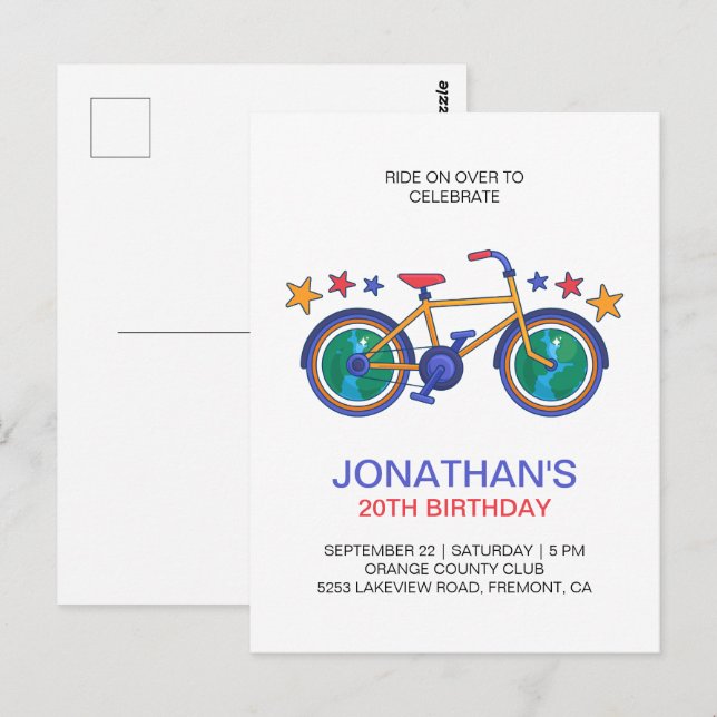 Cartão Postal Aniversário Feliz Para Ciclista Personalizar (Frente/Verso)
