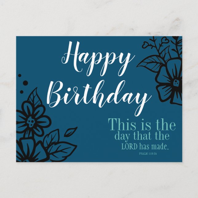 Cartão Postal Aniversário Floral Este é o dia Cartão-postal (Frente)