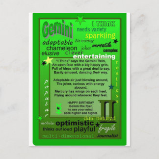 CARTÃO POSTAL ANIVERSÁRIO GEMINI