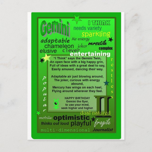 CARTÃO POSTAL ANIVERSÁRIO GEMINI (Frente)