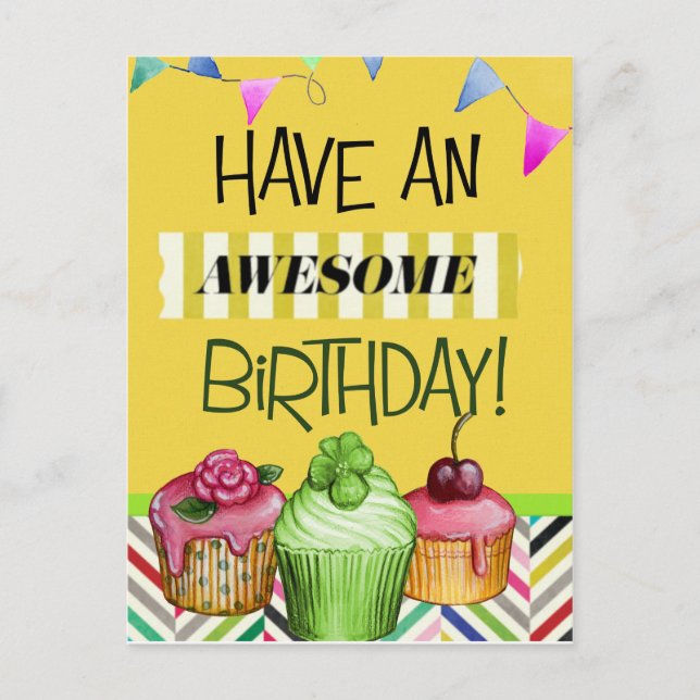 Cartão Postal Aniversário incrível (Frente)