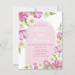 Cartão Postal Aniversário Infantil Flor Colorida