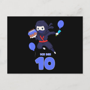 Cartão Postal ANIVERSÁRIO NINJA 10 Aniversário de 10 anos Menino