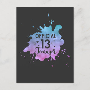 Cartão Postal Aniversário Oficial de Menina Adolescente de 13 An