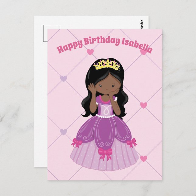 Cartão Postal Aniversário Personalizado da Princesa Africana Ame (Frente/Verso)