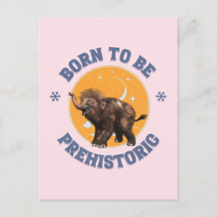 Cartão Postal Aniversário Pré-Histórico de Bebê Mamute Divertido
