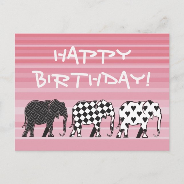 Cartão Postal Aniversário Preto E Branco (Frente)