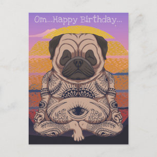 Cartão Postal Aniversário Pug