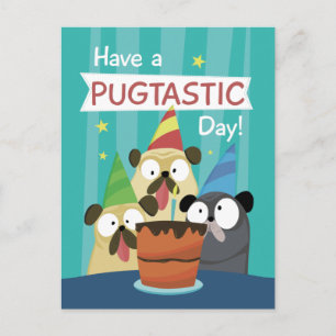 Cartão Postal Aniversário Pug