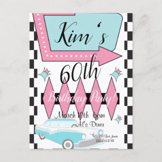 Cartão Postal Aniversário Retro dos Anos 50, Qualquer Idade,