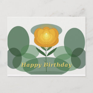 Cartão Postal Aniversário rosa dourada