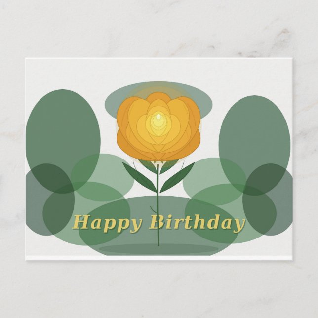 Cartão Postal Aniversário rosa dourada (Frente)