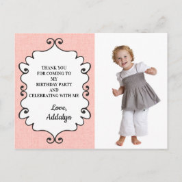 Cartão Postal Aniversário Rosa e Branco Obrigado