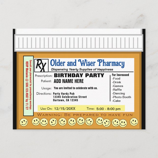 Cartão Postal Aniversário RX para diversão (Frente)